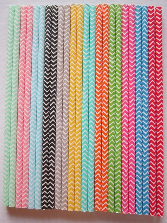 25 Chevron Paper Drinking Straws Il_570xn