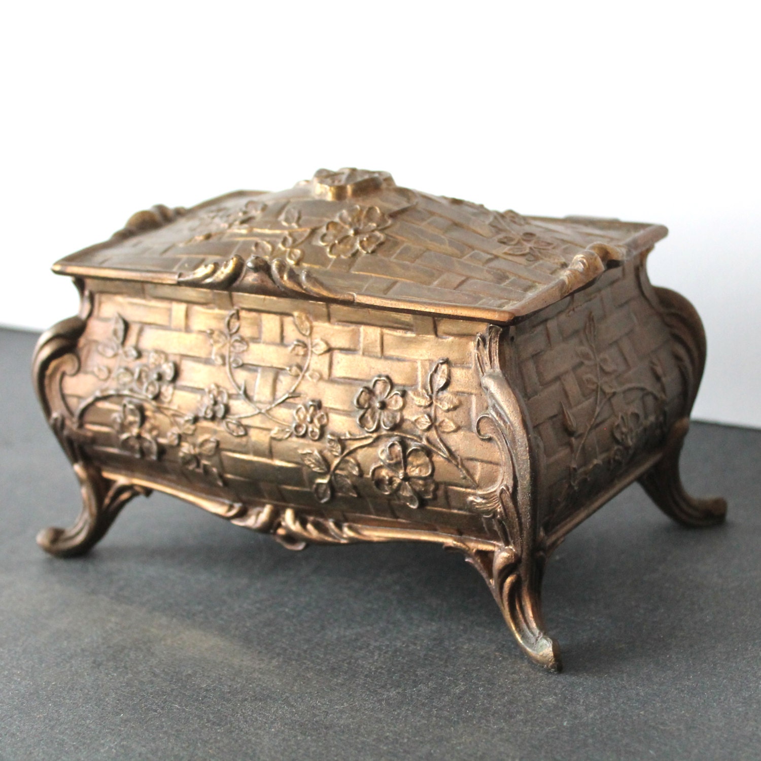 Vintage Brass Jewelry Box or Casket
