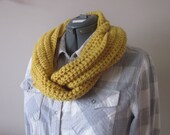 Crochet Cowl, Crochet Scarf, Infinity Scarf, Mustard