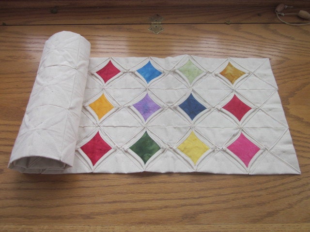 Cathedral Window Table Runner, Table Runner, Modern Table Runner, Stained Glass