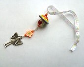 handmade toadstool fairy hanger, lampwork glass