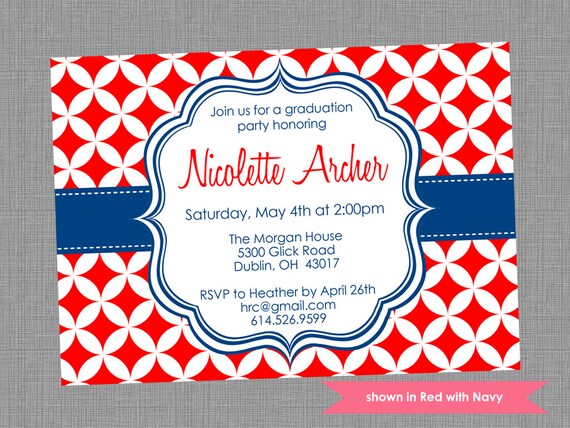 Printable Graduation Party Invitation - Graduation Themed Pixie Invite - Colors and Text Customizable Il_570xn
