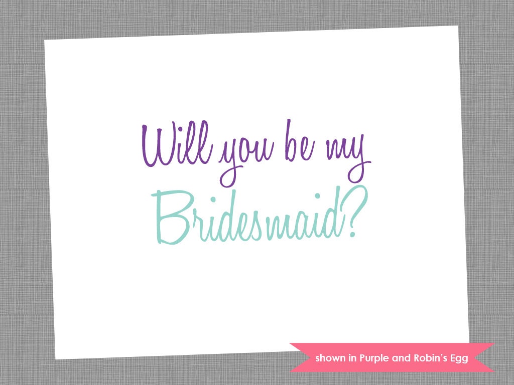 Will You Be My Bridesmaid Card - Personalized Folded Note Cards - Colors and Text Customizable (Set of 9) Il_570xn