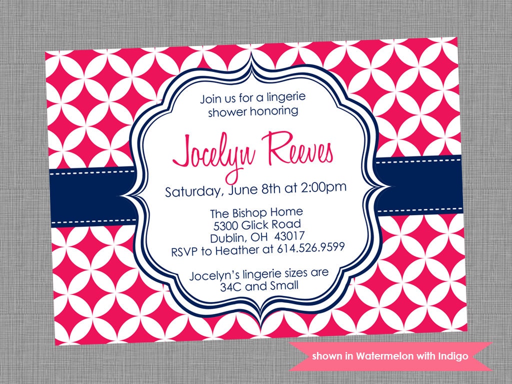 Printable Lingerie Shower Invitation - Shower Themed Pixie Invite - Colors and Text Customizable Il_570xn
