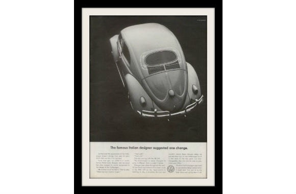 VOLKSWAGEN Beetle Bug Car Photo Ad "Designer" Vintage Advertisement Wall Art Decor Print
