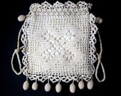 Vintage Bridal Bag Pouch Purse Crochet Lace