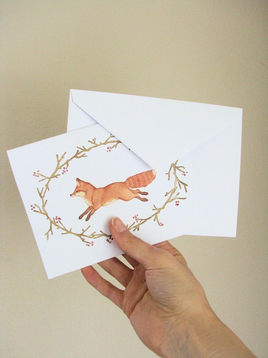 Woodland Fox Notecard- Blank greeting card with envelope