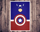 Minimalist Captain America Poster // Avengers // Marvel Comics // Movie Poster Print