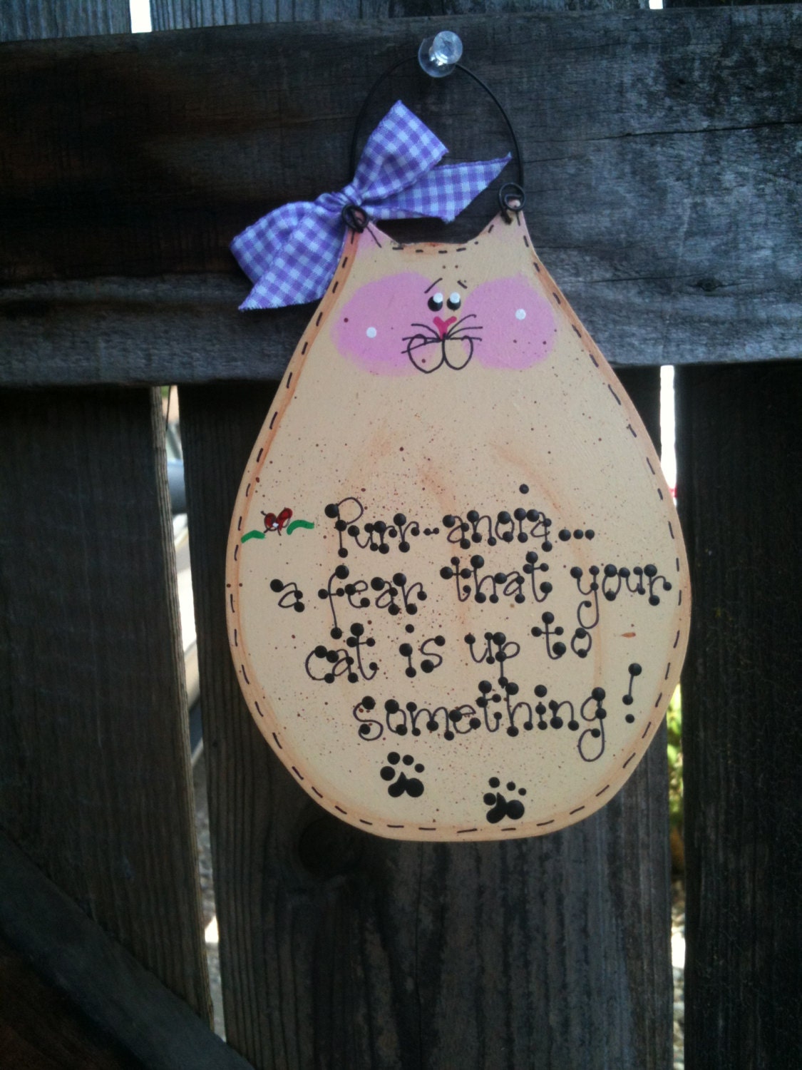 Cat Purr-anoia sign country wood crafts decor pet kitty kitten lovers meow wood craft