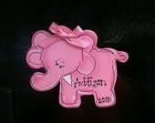 Elephant Personalized Magnet Or Ornament girl pink bow party favors