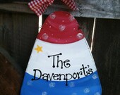 Candy corn 4th of July Americana Personalized Custom sign home decor stars and stripes red white and blue