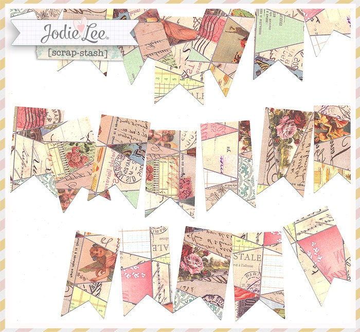 Divine Paper Banner Flag Bunting Garland. Die Cut Embellishments for Scrapbooking and Paper Crafts by Jodie Lee
