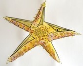 Organic Series - Abstract Yellow Star - Original Illustration Art - Watercolor Pen & Ink Painting