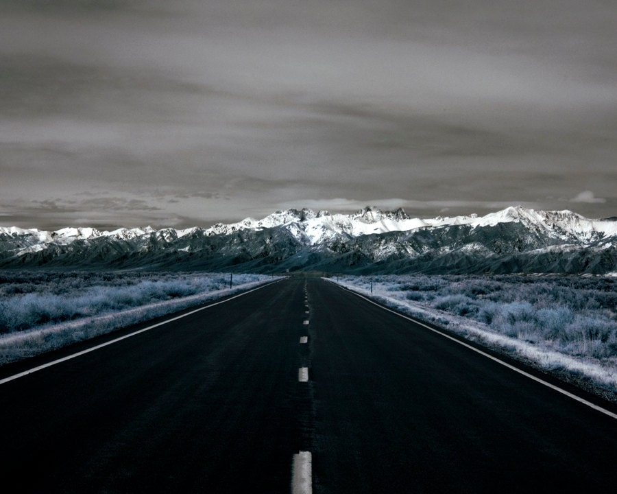 Infrared road to colorado mountains landscape photograph print 16x20