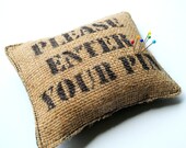 Burlap Pincushion - Upcycled Hessian Coffee Bag
