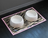 Waterproof Pink Zebra Pet Placemat Splat Mat