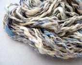 Blue Skies Handspun Yarn (60 yds) Colorful Wool White Blue Sky Turquoise Alpaca Cloud Spring Summer Skein