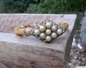 statement jewelry vintage bangle rhinestone and pearl broach