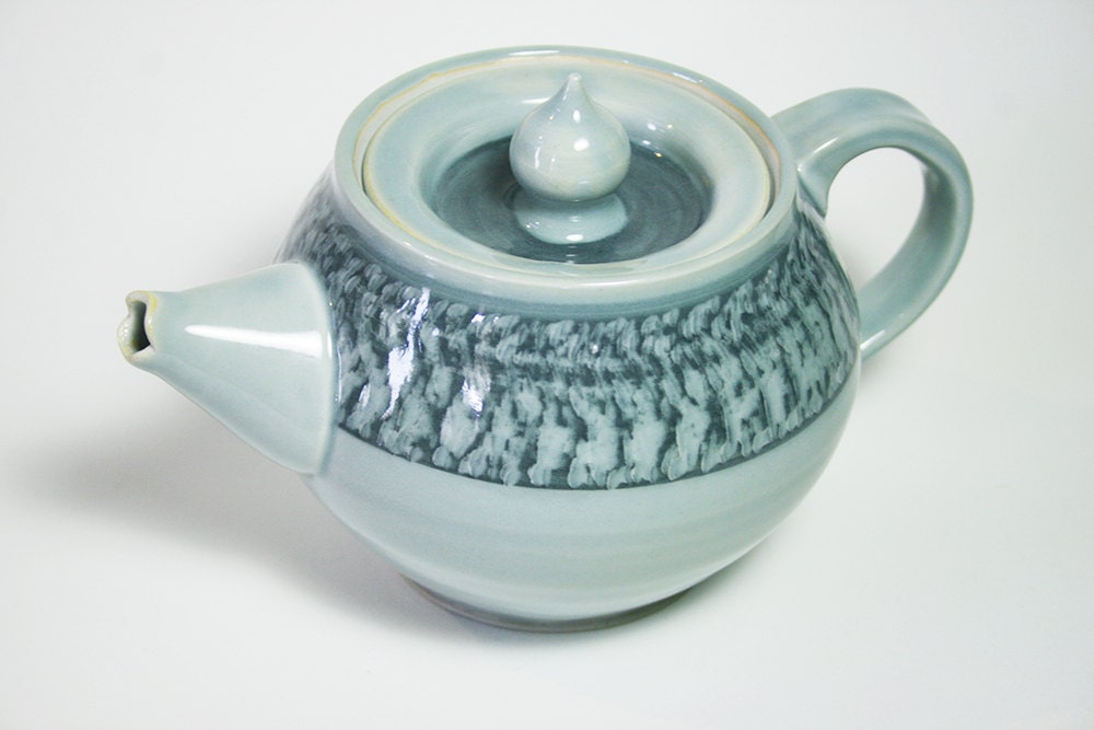 Chattered teapot in blues