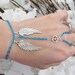 Slave Bracelet, Angel, Wing, Peace Sign, Metallic, Blue, Angel Wings, Peace, Custom Sized, Bracelet Ring, Hand Chain, Hand Jewelry
