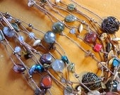 Bohemian necklace statement necklace stones hemp natural Beach Summer Fashion