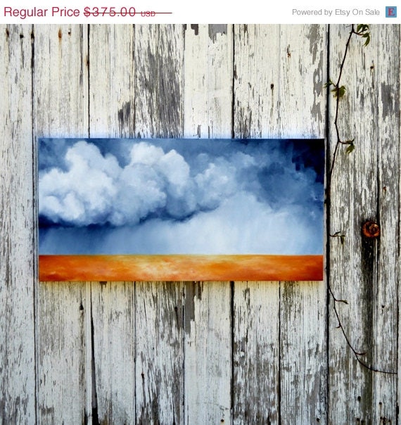 SALE 20% OFF Original oil painting, Landscape,  dark sky,  thunderstorm clouds, earthy colors, dramatic - The Dry Season