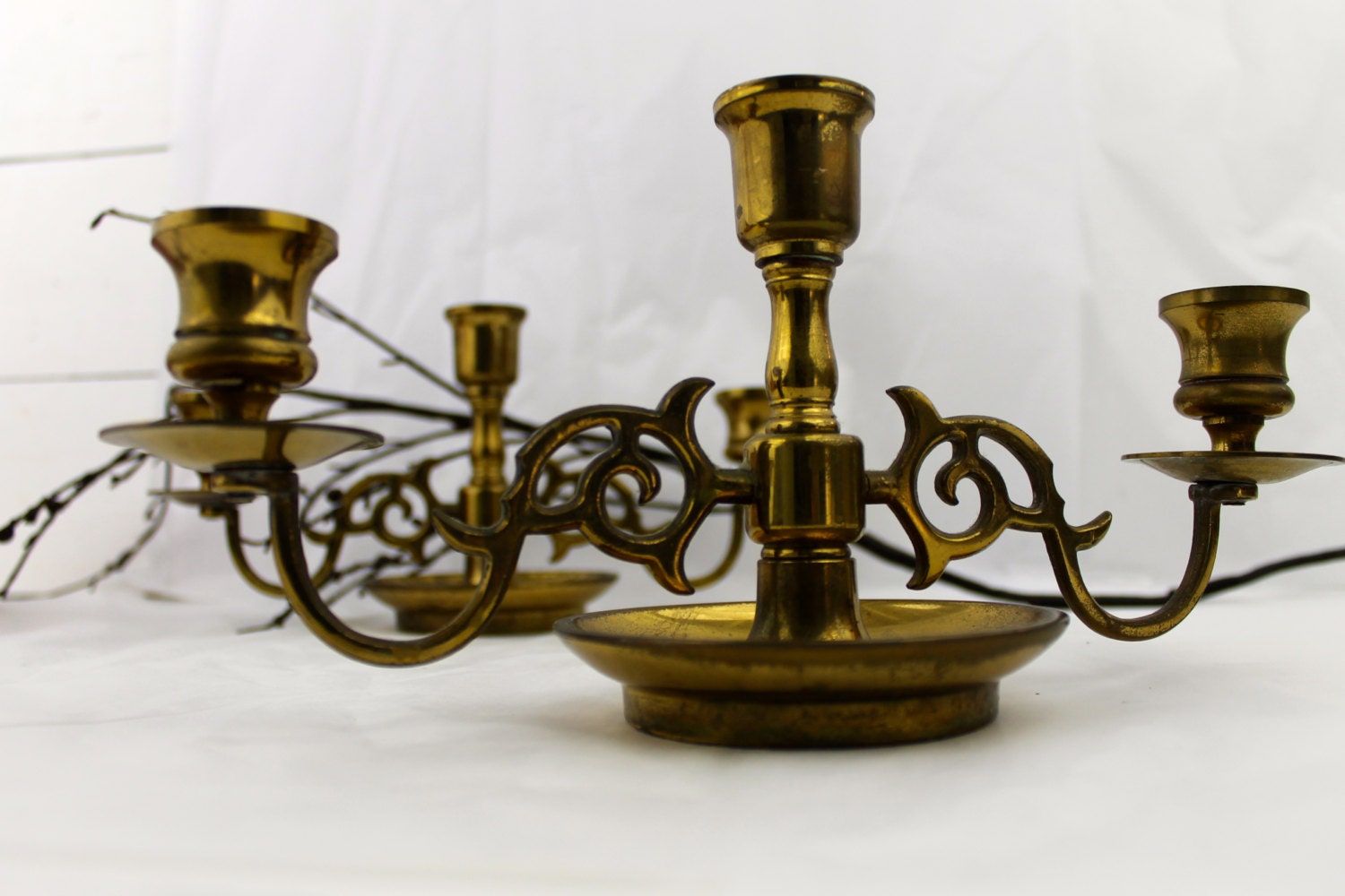Vintage Brass Candelabra Candle Sticks Candle Holders