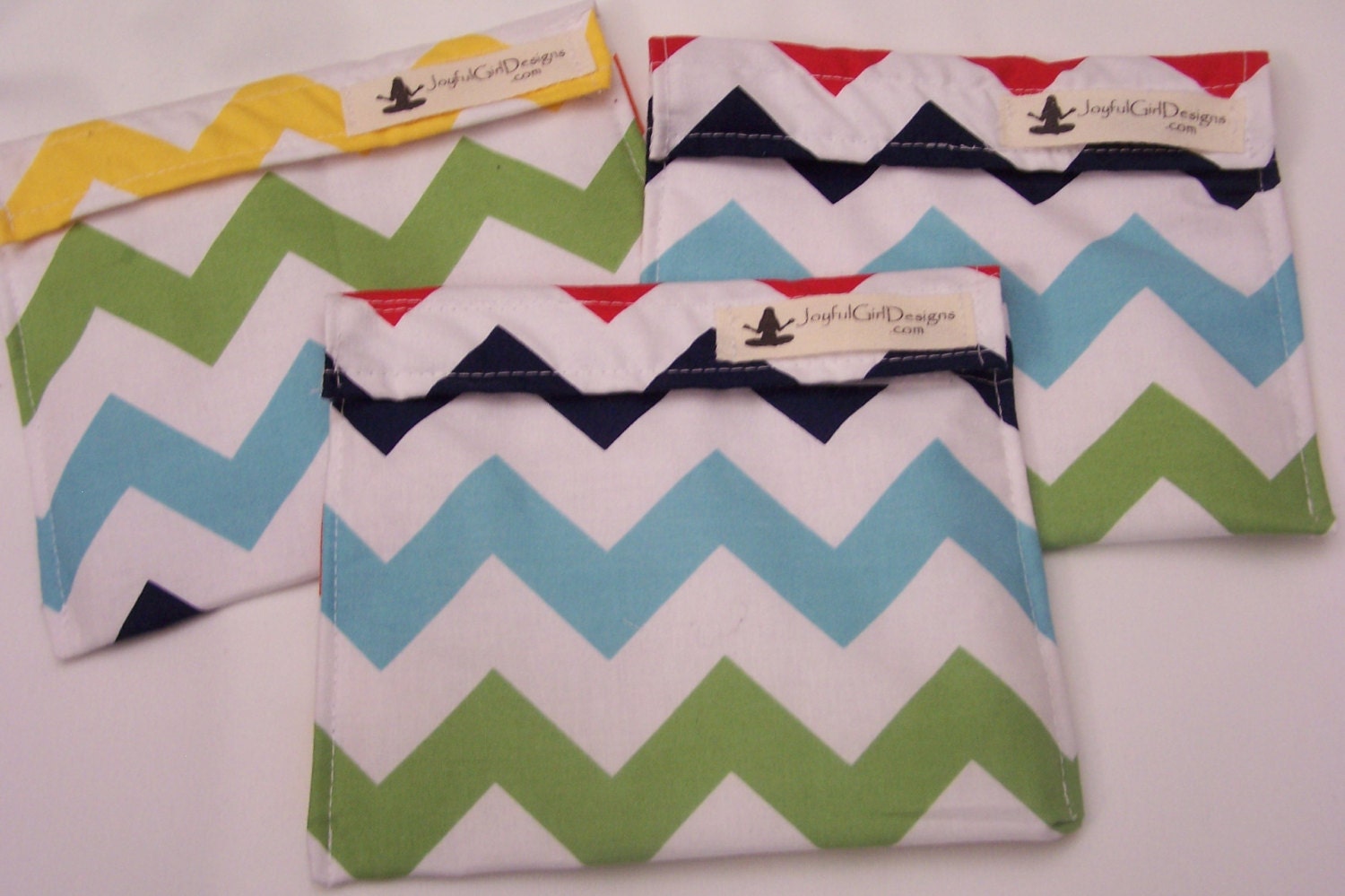 Set of Three Rainbow Chevron Reusable Snack Sandwich Bags