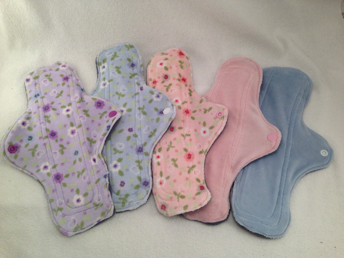 Cotton Velour Reusable 10" Cloth Menstrual Pads set of five