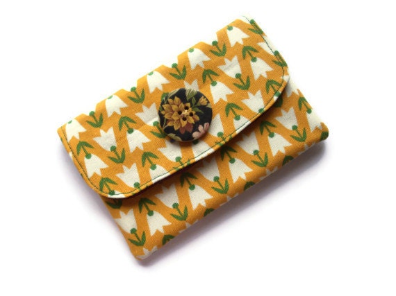 Fabric Wallet /Purse- 2 pockets - Velcro closure- phone,cards, money