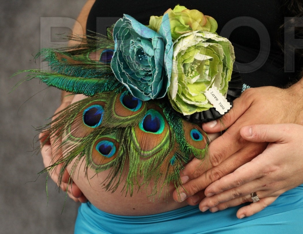 READY TO SHIP Peacock Turquoise Lime Maternity sash baby newborn photography prop
