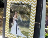 Chevron Picture Frame, Yellow Chevron, Grey Chevron Frame, Distressed Frame, Rustic 5x7
