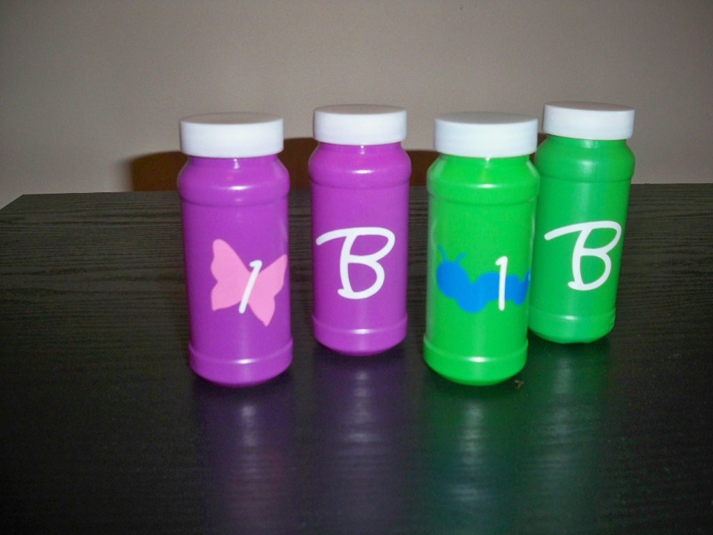 BUTTERFLY AND CATERPILLAR birthday party favor bubbles (set of 5) Il_170x135