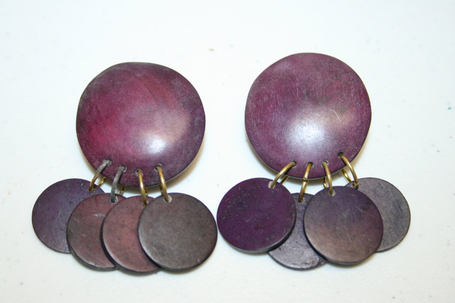 Big Purple Earrings,purple earrings,dark purple earrings,painted wood earrings,big wood earrings,unique big earrings,purple circle earrings,