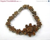 Topaz Rhinestone Flower Bracelet 1950s VIntage Jewelry