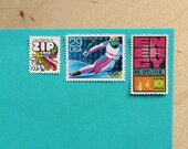 Vintage unused - Bright Winter - postage stamps to post 5 letters - or use in scrapbooking and crafts