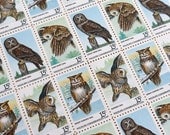 50 pieces - Vintage un-used 1978 15 cent American Owls stamps - 4 designs - great for wedding invitations
