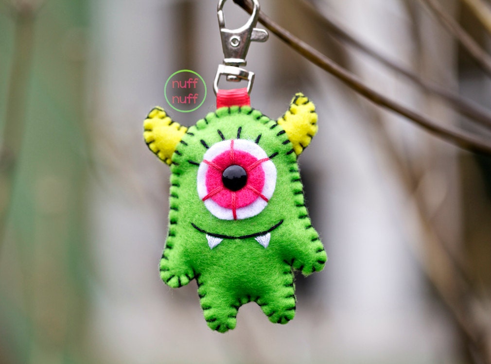 Felt Keychain - Lime Green Monster