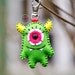 Felt Keychain - Lime Green Monster