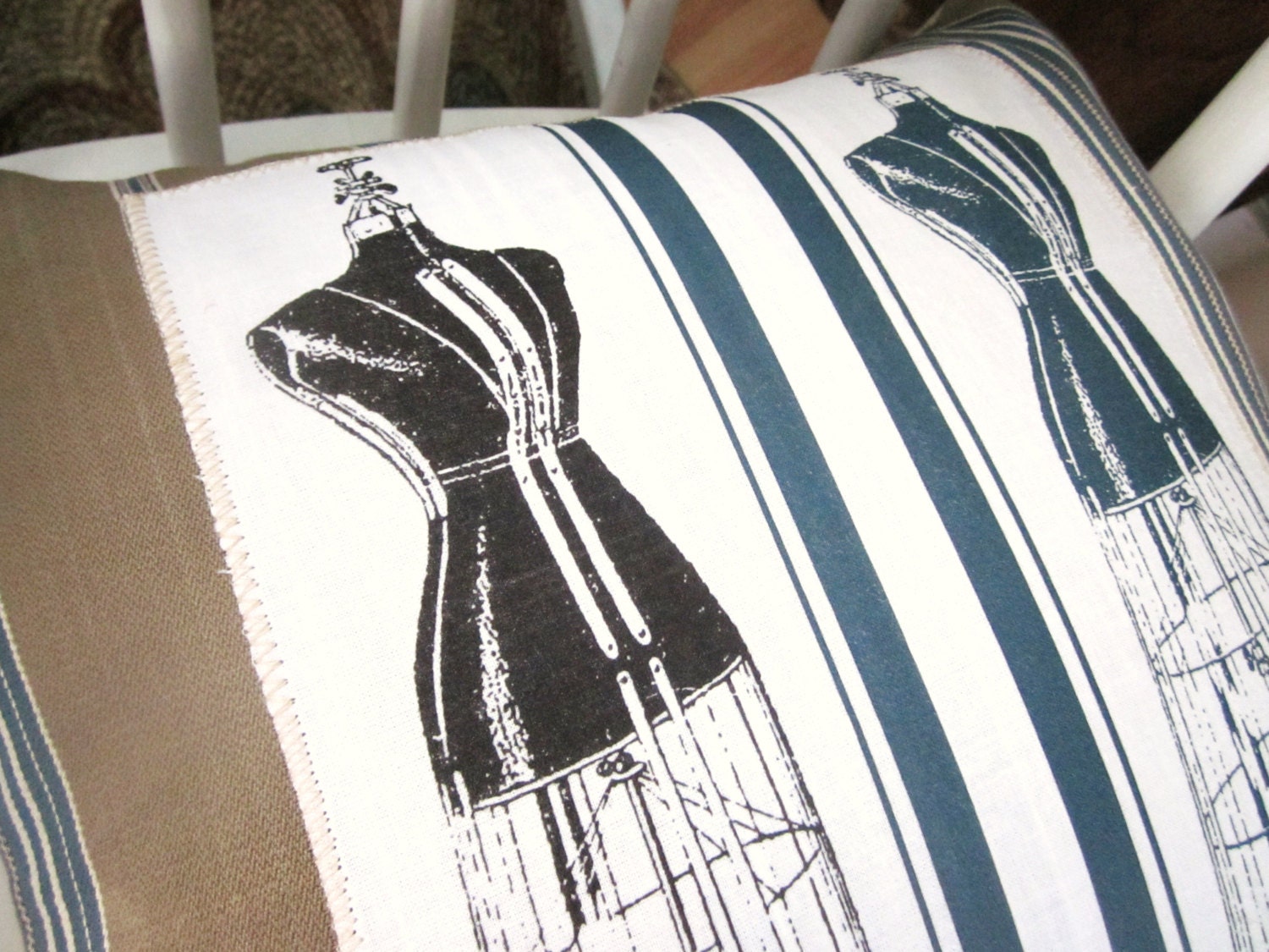 Decorative pillow, blue pillow, shabby chic, farmhouse decor, cottage decor ,dress forms, accent pillows