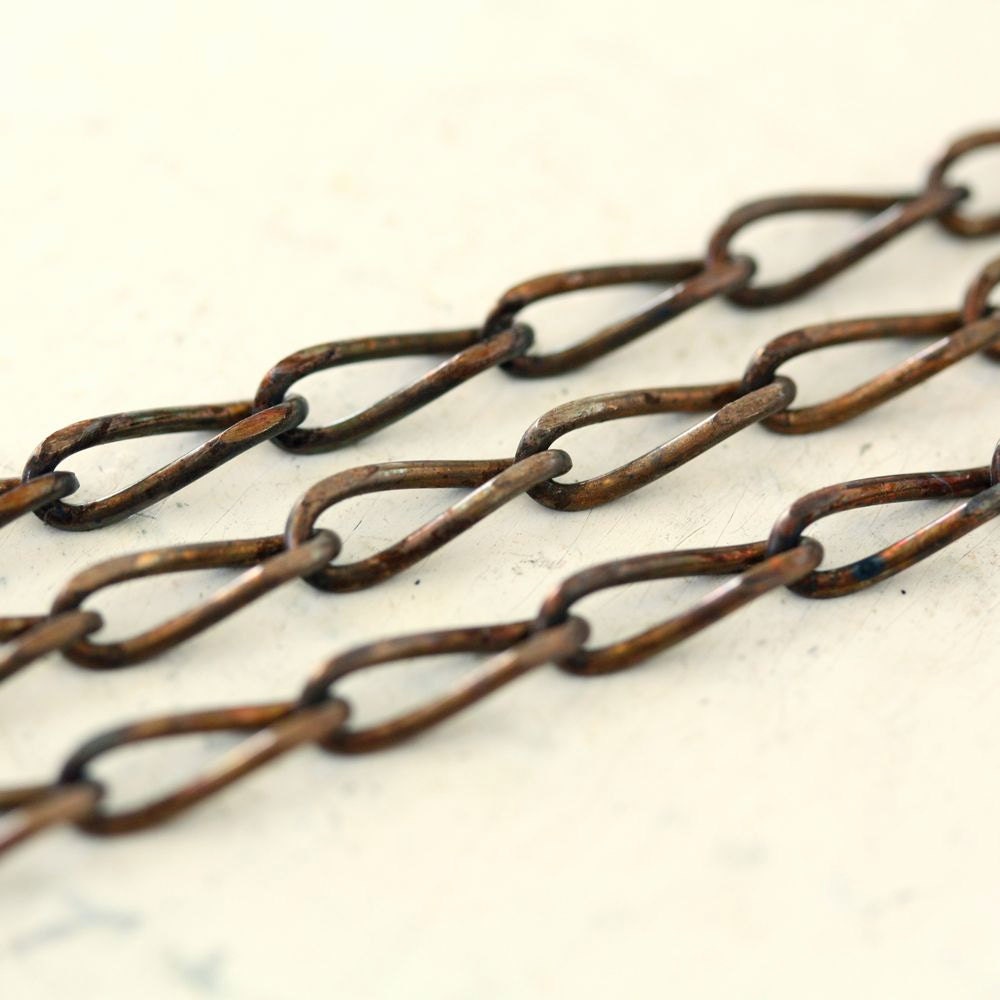 6ft Antiqued Brass Elongated Curb Chain 4mm x 12mm Filed Link, Oxidized Solid Brass Large Chunky Chain