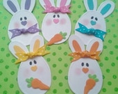 Easter Egg Bunny Embellishments for scrapbooking 5 bunnies 3 carrots  Easter or Baby theme