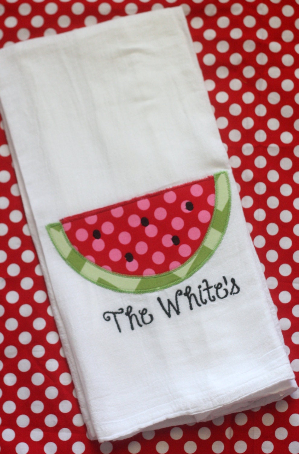 Custom Appliqued Watermelon Flour Sack Towel Free Shipping
