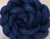 Hand dyed Bfl/ silk top for spinning  - Lapis - ( 4.7 oz. ) merino / silk ( 70/30 )