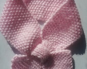 Pink Baby Scarf, Knitted Scarf, Pink Scarf, Bow Tie Scarf