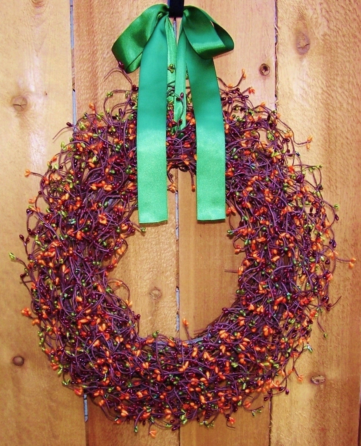 Fall Wreath-Fall Door Decor-Front Door Wreath-FOREST GREEN Berry Door Wreath-Fall Home Decor-Rustic Primitives Country Home Decor