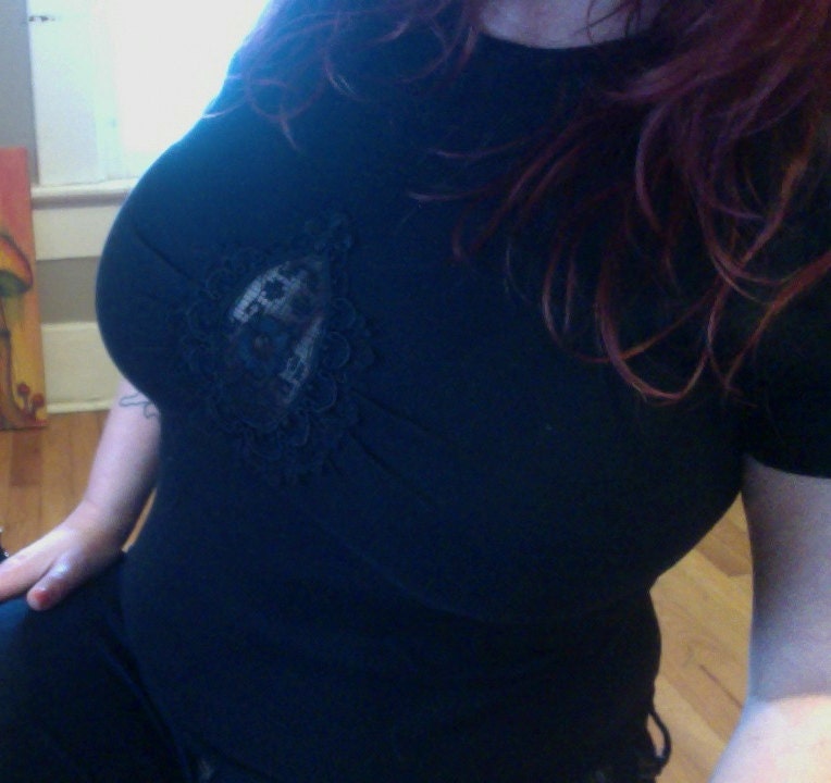 Black Lace Cutout Lee Tshirt