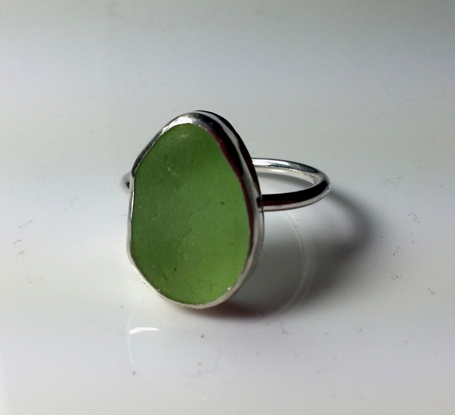 Sea Glass Ring, Sea Glass Jewelry, Sea Glass, Key Lime Green, Beach Glass Jewelry, Sterling Silver, Recycled Jewelry, Sterling SIlver Ring