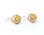 Vintage floral dangle earrings fall jewelry minimalist jewelry wood jewelry valentines jewelry eco-friendly unique gift for her