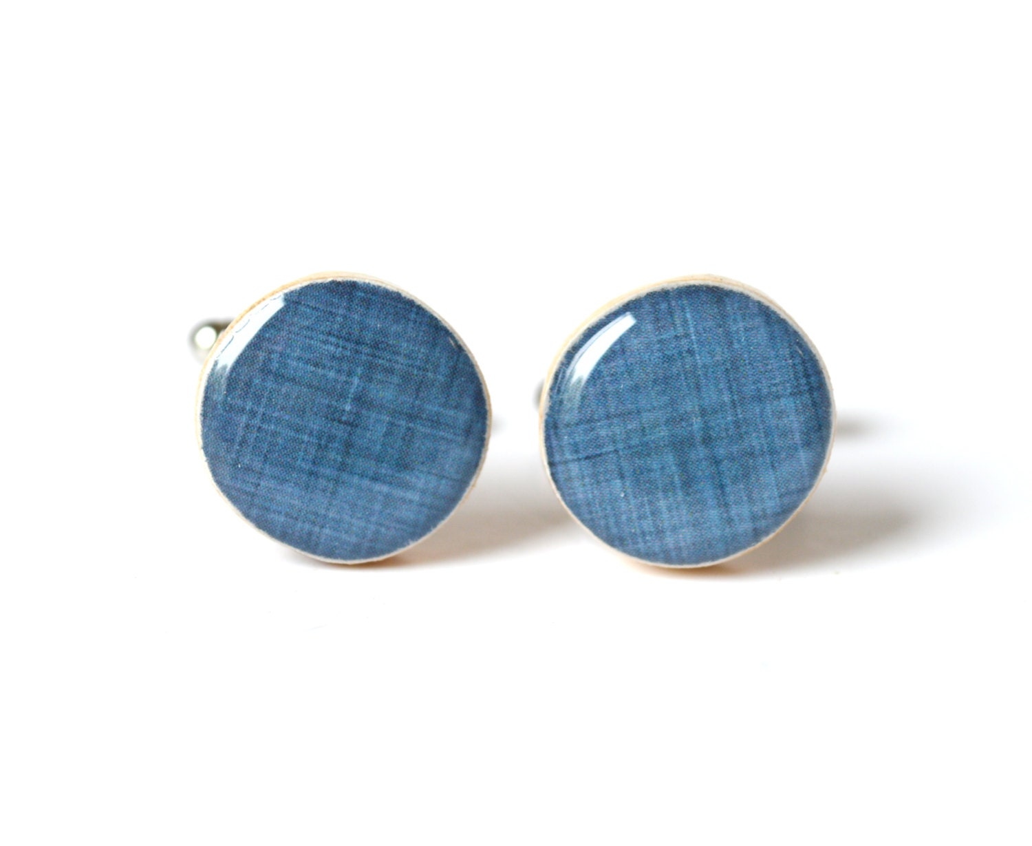 Denim blue cufflinks wood cuff links fathers day gift for dad wedding eco friendly mens accessory gift for men - starlightwoods